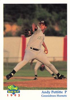1992 Classic Best Greensboro Hornets #1 Andy Pettitte Front