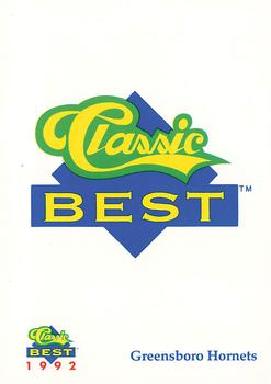 1992 Classic Best Greensboro Hornets #NNO Logo Card Front
