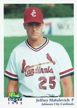 1992 Classic Best Johnson City Cardinals #20 Jeffrey Matulevich Front