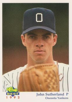 1992 Classic Best Oneonta Yankees #12 John Sutherland Front