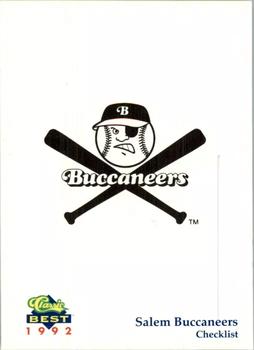 1992 Classic Best Salem Buccaneers #30 Checklist Front