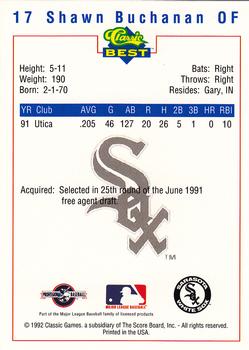 1992 Classic Best Sarasota White Sox #17 Shawn Buchanan Back