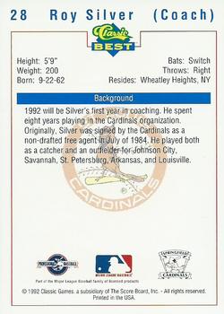 1992 Classic Best Springfield Cardinals #28 Roy Silver Back