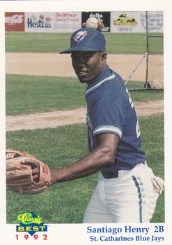 1992 Classic Best St. Catharines Blue Jays #10 Santiago Henry Front