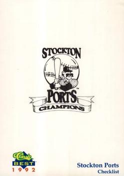 1992 Classic Best Stockton Ports #30 Checklist Front