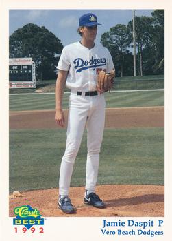 1992 Classic Best Vero Beach Dodgers #18 Jamie Daspit Front