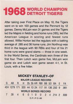 1988 Domino's Detroit Tigers #NNO Mickey Stanley Back