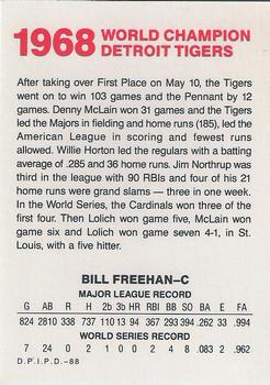 1988 Domino's Detroit Tigers #NNO Bill Freehan Back