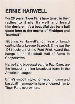 1988 Domino's Detroit Tigers #NNO Ernie Harwell Back