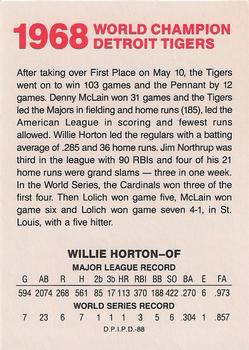 1988 Domino's Detroit Tigers #NNO Willie Horton Back