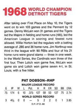 1988 Domino's Detroit Tigers #NNO Pat Dobson Back