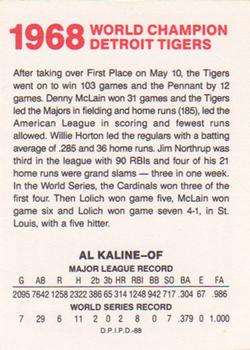 1988 Domino's Detroit Tigers #NNO Al Kaline Back