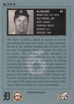 1999 Ball Park Franks Detroit Tigers #9 Al Kaline Back