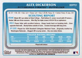 2011 Bowman Draft Picks & Prospects - Prospects #BDPP27 Alex Dickerson Back