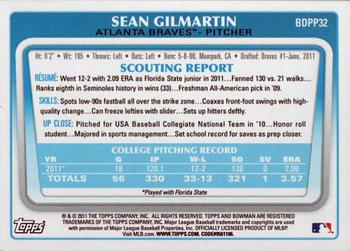 2011 Bowman Draft Picks & Prospects - Prospects #BDPP32 Sean Gilmartin Back