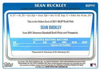 2011 Bowman Draft Picks & Prospects - Prospects #BDPP47 Sean Buckley Back