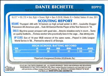 2011 Bowman Draft Picks & Prospects - Prospects #BDPP12 Dante Bichette Back