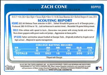 2011 Bowman Draft Picks & Prospects - Prospects #BDPP22 Zach Cone Back