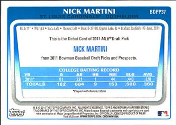 2011 Bowman Draft Picks & Prospects - Prospects #BDPP37 Nick Martini Back
