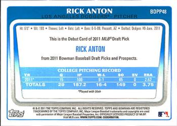 2011 Bowman Draft Picks & Prospects - Prospects #BDPP48 Rick Anton Back