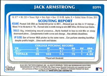 2011 Bowman Draft Picks & Prospects - Prospects #BDPP4 Jack Armstrong Back