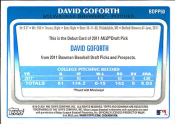 2011 Bowman Draft Picks & Prospects - Prospects #BDPP50 David Goforth Back