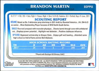 2011 Bowman Draft Picks & Prospects - Prospects #BDPP55 Brandon Martin Back