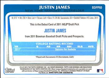 2011 Bowman Draft Picks & Prospects - Prospects #BDPP60 Justin James Back