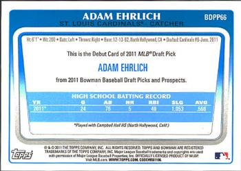 2011 Bowman Draft Picks & Prospects - Prospects #BDPP66 Adam Ehrlich Back
