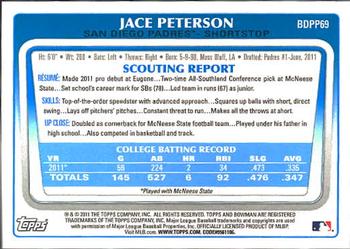 2011 Bowman Draft Picks & Prospects - Prospects #BDPP69 Jace Peterson Back
