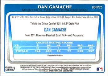 2011 Bowman Draft Picks & Prospects - Prospects #BDPP72 Dan Gamache Back