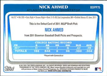 2011 Bowman Draft Picks & Prospects - Prospects #BDPP75 Nick Ahmed Back