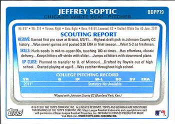 2011 Bowman Draft Picks & Prospects - Prospects #BDPP79 Jeffrey Soptic Back