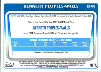 2011 Bowman Draft Picks & Prospects - Prospects #BDPP7 Kenneth Peoples-Walls Back