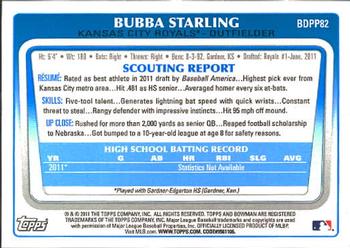 2011 Bowman Draft Picks & Prospects - Prospects #BDPP82 Bubba Starling Back