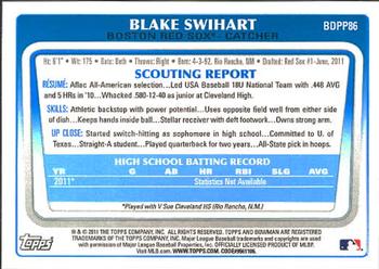 2011 Bowman Draft Picks & Prospects - Prospects #BDPP86 Blake Swihart Back