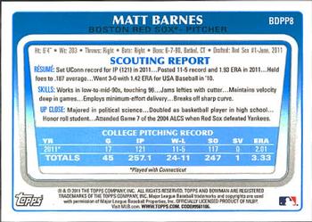 2011 Bowman Draft Picks & Prospects - Prospects #BDPP8 Matt Barnes Back