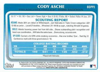 2011 Bowman Draft Picks & Prospects - Chrome Prospects #BDPP2 Cody Asche Back