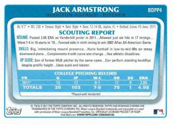 2011 Bowman Draft Picks & Prospects - Chrome Prospects #BDPP4 Jack Armstrong Back