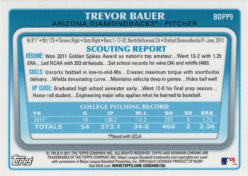 2011 Bowman Draft Picks & Prospects - Chrome Prospects #BDPP9 Trevor Bauer Back