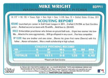 2011 Bowman Draft Picks & Prospects - Chrome Prospects #BDPP11 Mike Wright Back