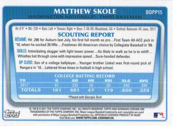 2011 Bowman Draft Picks & Prospects - Chrome Prospects #BDPP15 Matthew Skole Back