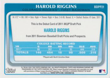 2011 Bowman Draft Picks & Prospects - Chrome Prospects #BDPP21 Harold Riggins Back