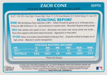 2011 Bowman Draft Picks & Prospects - Chrome Prospects #BDPP22 Zach Cone Back