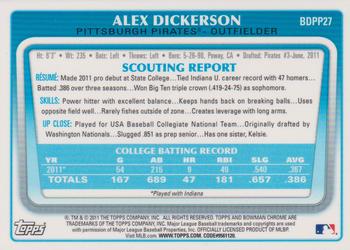 2011 Bowman Draft Picks & Prospects - Chrome Prospects #BDPP27 Alex Dickerson Back