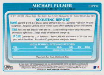 2011 Bowman Draft Picks & Prospects - Chrome Prospects #BDPP30 Michael Fulmer Back