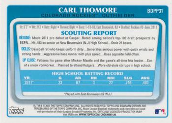 2011 Bowman Draft Picks & Prospects - Chrome Prospects #BDPP31 Carl Thomore Back