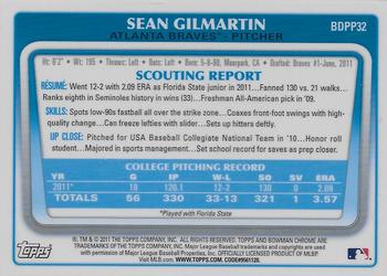 2011 Bowman Draft Picks & Prospects - Chrome Prospects #BDPP32 Sean Gilmartin Back