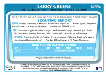 2011 Bowman Draft Picks & Prospects - Chrome Prospects #BDPP36 Larry Greene Back