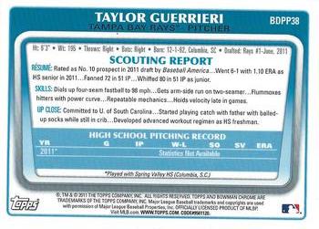2011 Bowman Draft Picks & Prospects - Chrome Prospects #BDPP38 Taylor Guerrieri Back